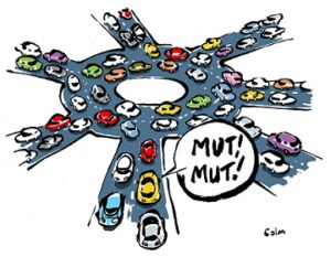 Dessin humouristique montrant des bouchons pour parler de smutations des professeurs des écoles.