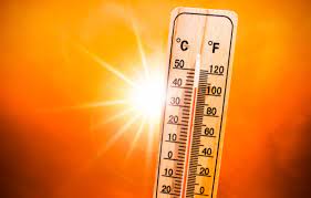 Thermometre avec soleil en arriere plan